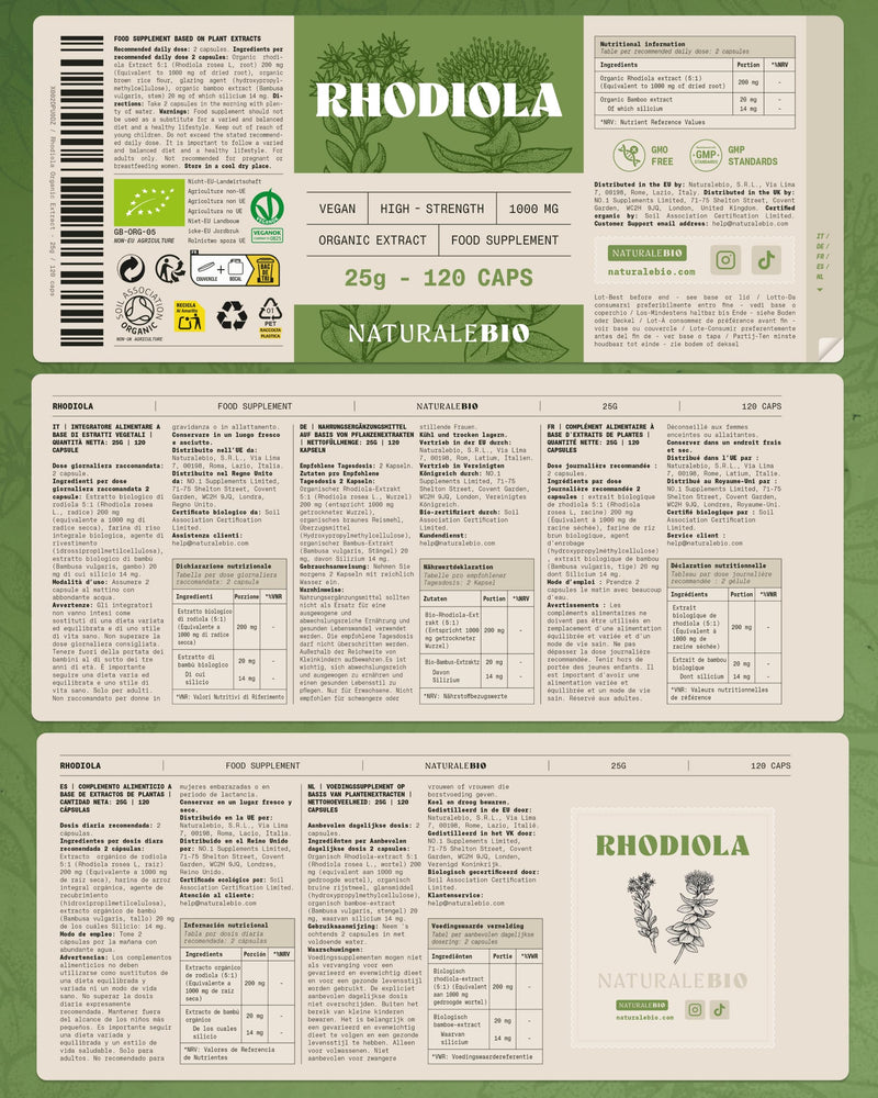 NaturaleBio Organic Rhodiola Rosea 120 Capsules. 1000mg. 100% Vegan Extract (5:1). 2 Month Supply. Traditionally Used to Help Maintain Resilience to Stress.