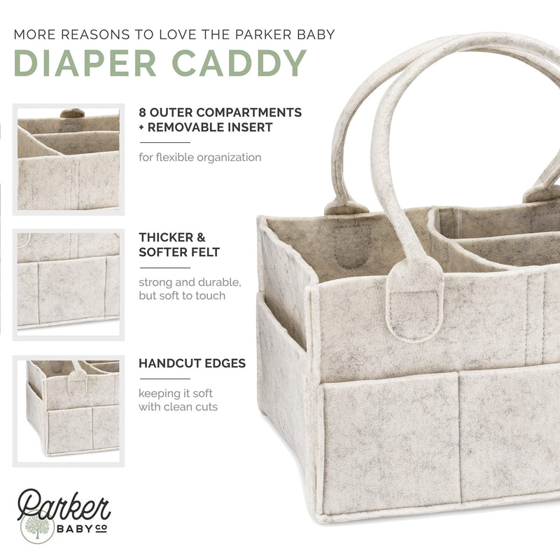 [Australia] - Parker Baby Diaper Caddy - Nursery Storage Bin and Car Organizer for Diapers and Baby Wipes (White, Large) White 