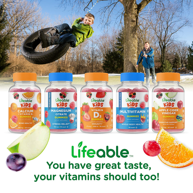 Lifeable Calcium Magnesium & Zinc Kids + Turmeric Curcumin Kids, Gummies Bundle - Great Tasting, Vitamin Supplement, Gluten Free, GMO Free, Chewable Gummy