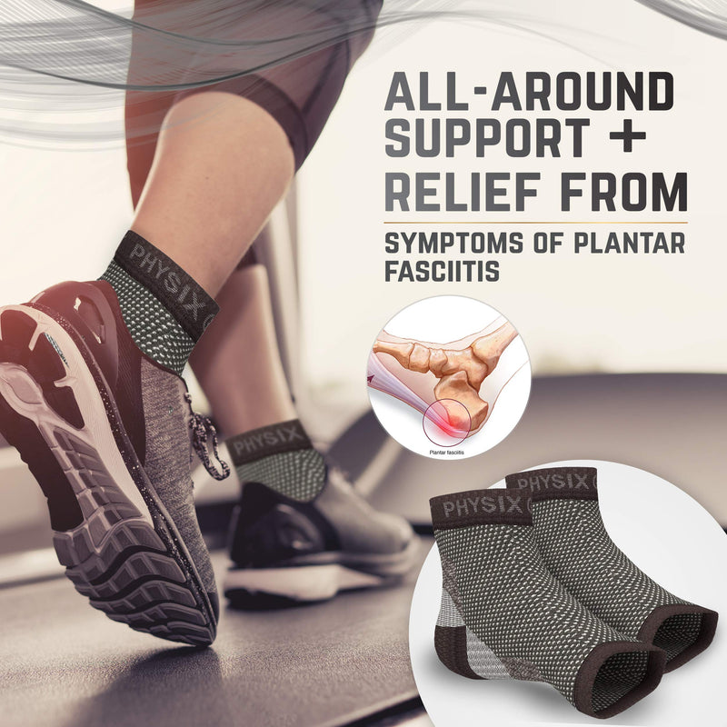 [Australia] - Physix Gear Compression Stockings for Plantar Fasciitis, Replaces Plantar Fasciitis Splint, Strapping, Combined with Flat Sole, Orthopedic Shoes (1 Pair Black, L/XL) L/XL-EU Mens 42-51| Womens 38.5-44 1 pair – Black 
