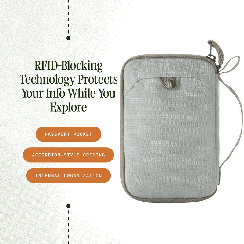 Eagle Creek Stash RFID Passport Wallet, Unisex, Storm Grey | Slim Travel Organizer with RFID Blocking, Secure Storage for Passport, Cards, and Cash, Lightweight and Water-Resistant