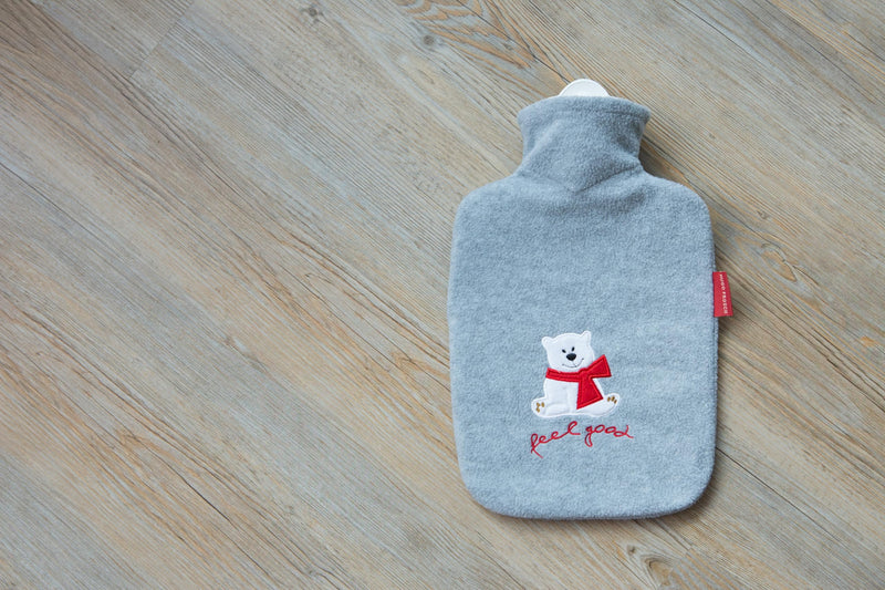[Australia] - Hugo Frosch hot water bottle classic 1.8 l with fleece cover "feel good" bear gray 