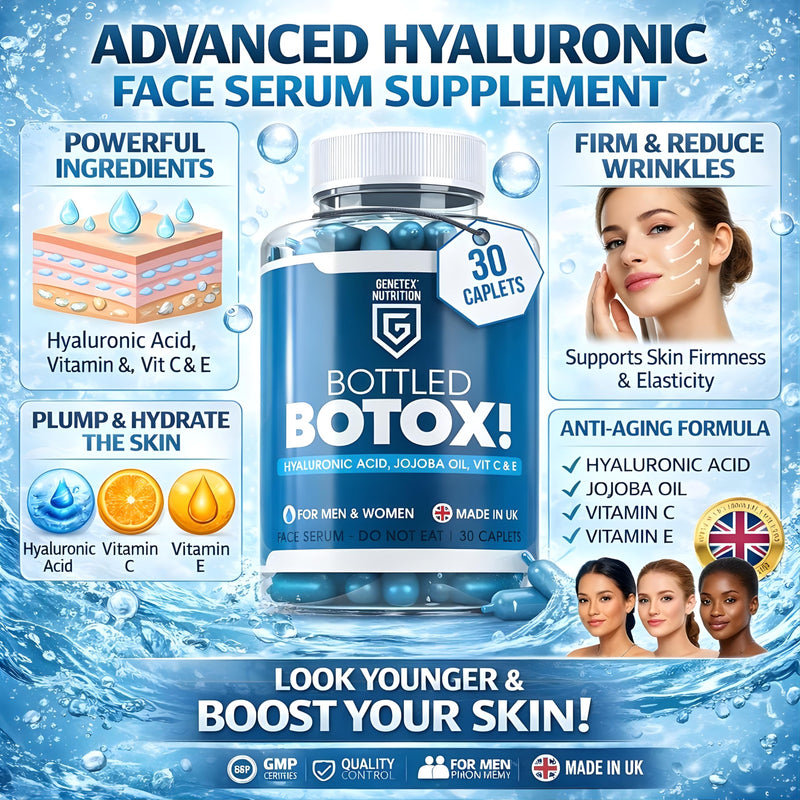 Deep Moisturising Hyaluronic Acid Face Serum Caplets – 5X HydraLock with Hyaluronic Acid, Squalane, Vitamin C, Vitamin E & Jojoba Oil – Brightening Daily Serum – 30 Single-Use Caplets