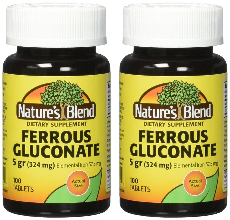 [Australia] - Nature`s Blend Ferrous Gluconate Tablets 324 mg, 100 Count (Pack of 2) 100 Count (Pack of 2) 