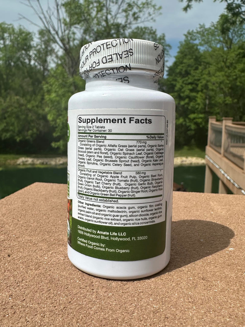 [Australia] - Organic Superfood Greens Fruits and Veggies Complex - Dietary Supplement with 14 Greens and 14 Fruits & Vegetables with Alfalfa Rich in Antioxidant Organic Ingredients Non-GMO 60 Capsules 60 Count (Pack of 1) 