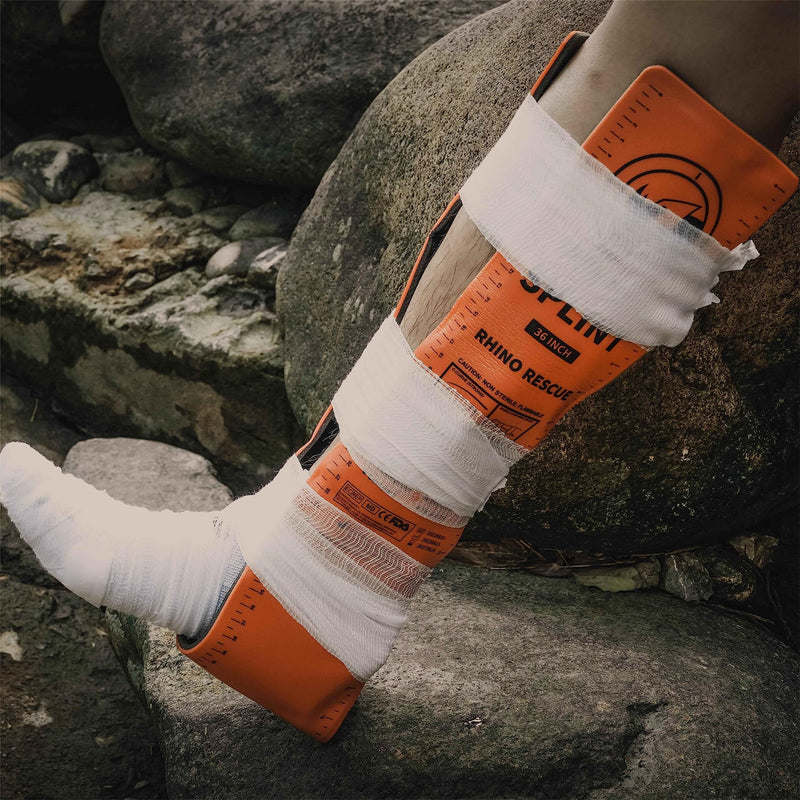 [Australia] - RHINO RESCUE First Aid Splint 36" X 4.3" Orange-Gray, Keep Bones in Position (1, Folded) 