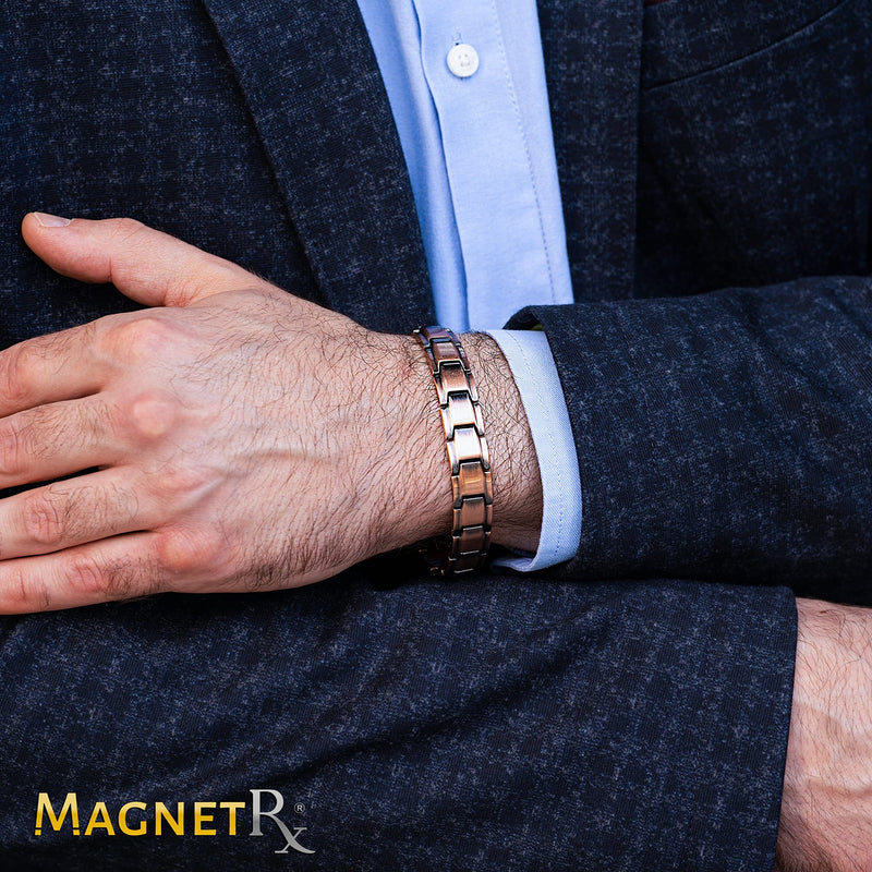 [Australia] - MagnetRX® Pure Copper Bracelet for Men – Effective Ultra Strength Magnetic Copper Bracelets – Adjustable Bracelet Length with Included Sizing Tool (Leo Style) Leo Style 