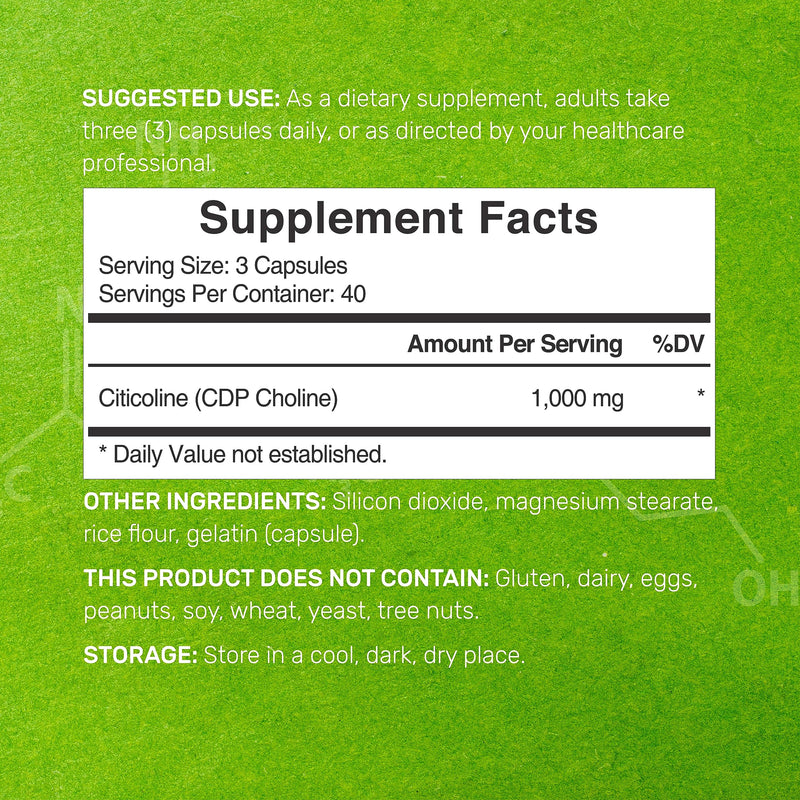 [Australia] - Citicoline CDP Choline, 1,000mg Per Serving, 120 Capsules ‚Äì Extra Strength Choline Supplements ‚Äì Nootropic B Vitamin Properties ‚Äì Promotes Brain Health, Memory, & Focus ‚Äì Non-GMO 