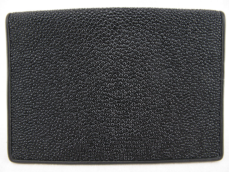 Pelgio Genuine Stingray Skin Leather Passport Holder Wallet Black