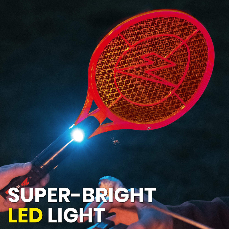 [Australia] - ZAP IT! Electric Bug Zapping Racket Mini - Rechargeable Bug Zapper Racket, 4,000 Volt Fly Swatter Electric Bug Zapper, USB Charging Cable - Red 