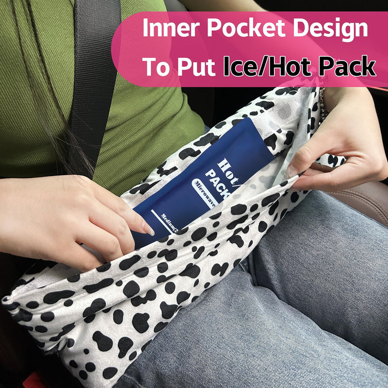 [Australia] - Mastectomy Pillow Hysterectomy Pillows C Section Recovery Must Haves Essentials Products Seat Belt Cushion Post Surgery Gifts for Women Breast Pillow Cushion with Insert Ice Pockets Cow 
