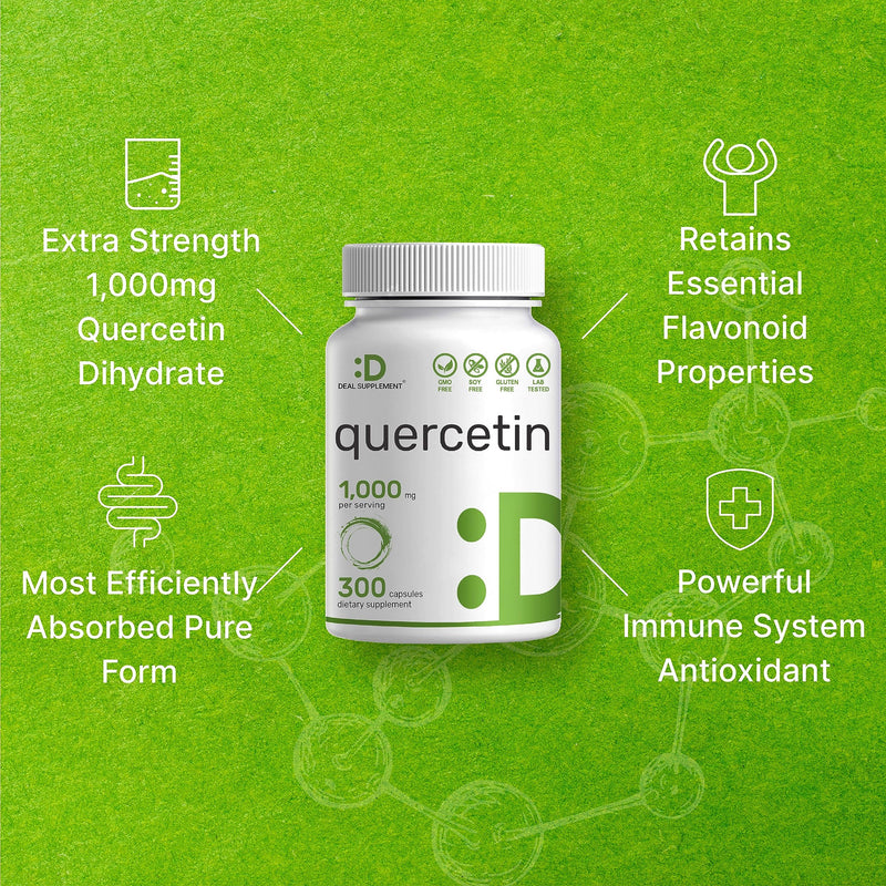 [Australia] - Quercetin 1,000mg Per Serving, 300 Capsules ‚Äì Healthy Immune Support Supplements, High Bioavailable Flavonoids, Natural Antioxidant ‚Äì Non-GMO, Soy Free, No Gluten 