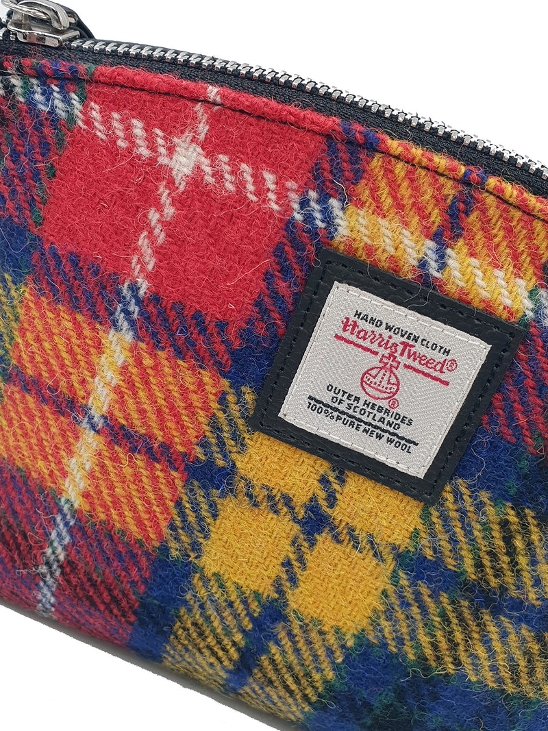 Harris Tweed Small Cosmetic Designed Pouch – Authentic Handcrafted Scottish Wool – Elegant & Compact Beauty Organizer for Women (Saffron) Saffron