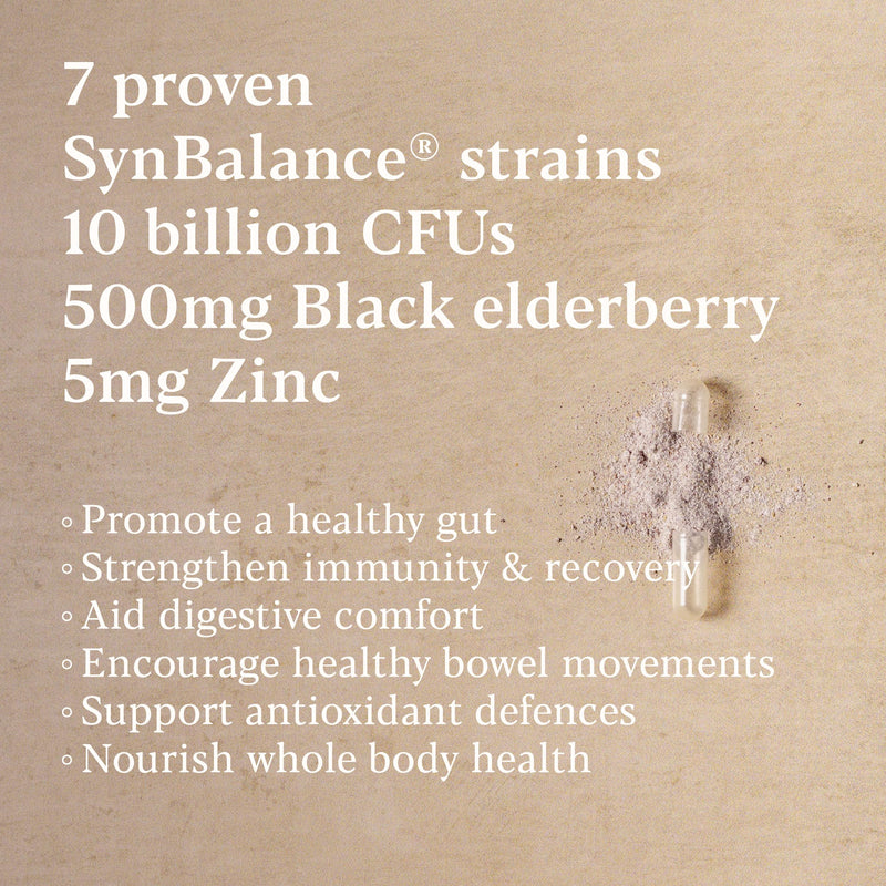 Higher Nature - Pro Immune - Triple Action Immune Support Probiotic - Live Bacteria, Black Elderberry and Zinc - 7 Bacteria Strains - 10 Billion CFUs - Vegan Probiotics - 30 Capsules