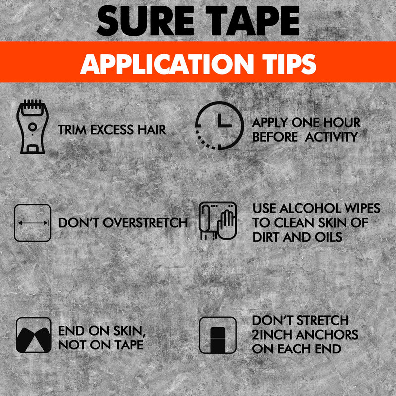 [Australia] - Sure Tape Water Resistant pro Synthetic Kinesiology Tape Roll Therapeutic Sports Tape Latex Free, 20 Precut, 10” Strips 