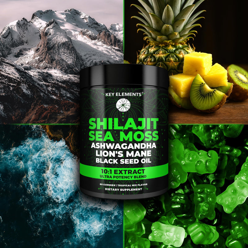 [Australia] - Organic Shilajit Gummies with Sea Moss Gummies - Shilajit Supplement for Immune Support - Pure Himalayan Shilajit and Ashwagandha with Sea Moss and Shilajit, Lion‚Äôs Mane Extract and Black Seed Oil 