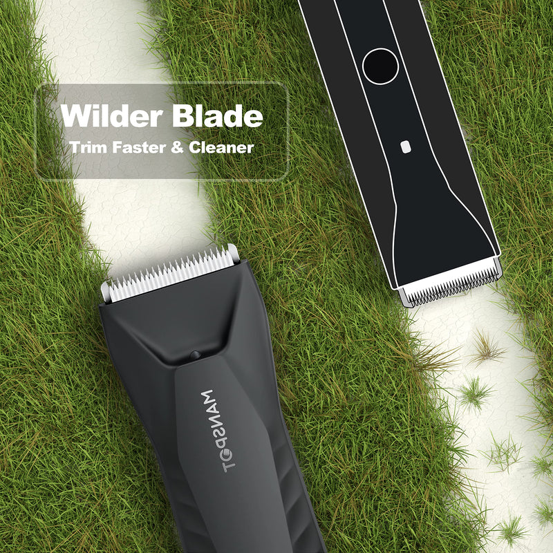 [Australia] - MANSPOT Manscape Body & Pubic Hair Trimmer for Men, Electric Groin Hair Trimmer, Replaceable Ceramic Blade Heads,Waterproof for Wet/Dry Use,Standing Recharge Dock,90 Minutes Shaving(Black) Metallic Black 