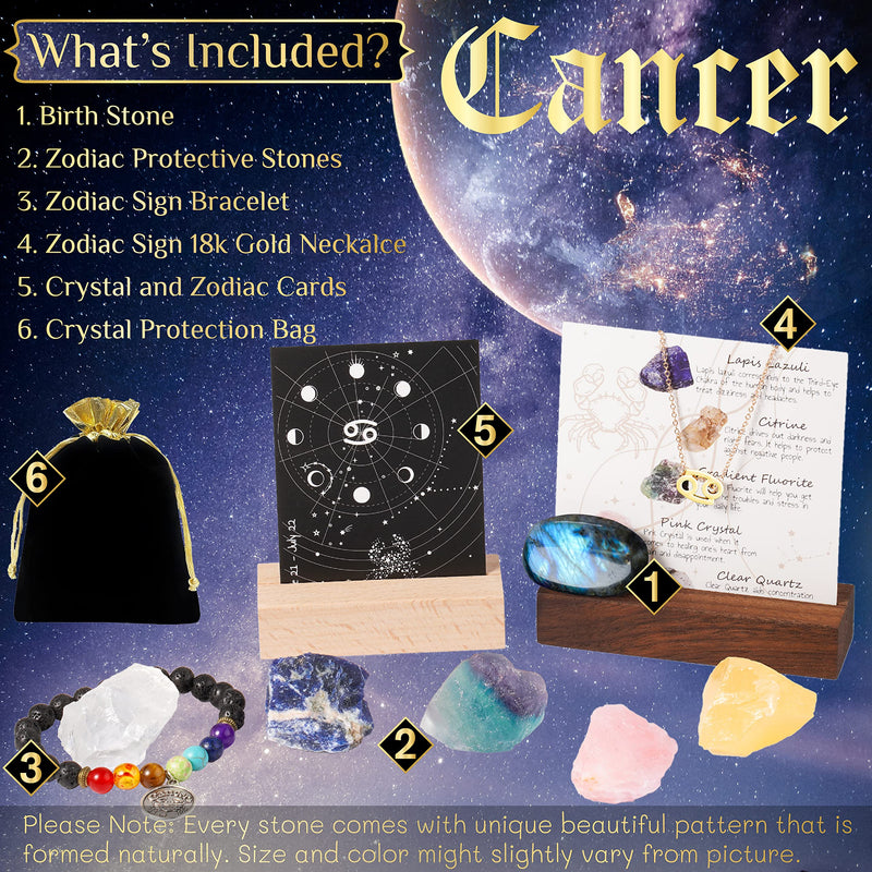 [Australia] - Cancer Gifts for Women, Spiritual Gifts, Zodiac Gifts, Astrology Gifts for Women, Horoscope Gifts with Birthstone, Healing Stone Gifts, June July Unique Birthday Gifts for Women Cancer 
