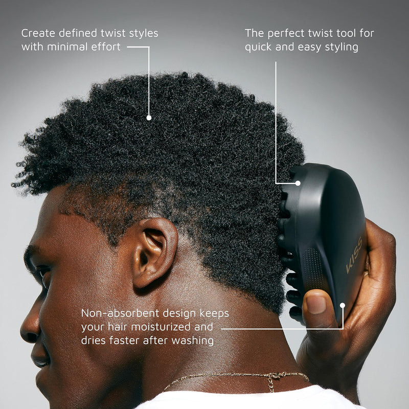 KISS Colors & Care Twist King - Premium Twist Tool, Long-Lasting Durable, 2X Longevity, Defines Twists, Professional Quality, Quick & Easy Styling, Washable, Black, 0.53 pounds (KTWS04)