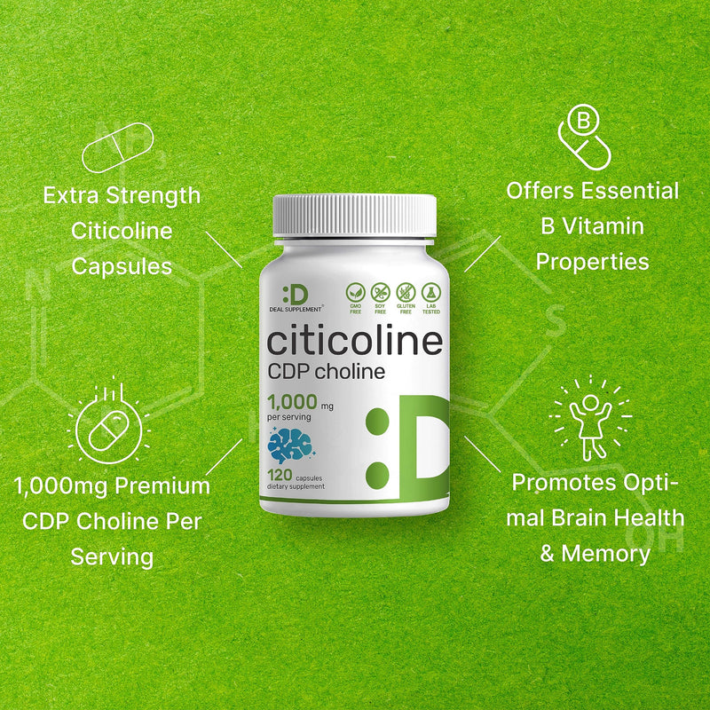 [Australia] - Citicoline CDP Choline, 1,000mg Per Serving, 120 Capsules ‚Äì Extra Strength Choline Supplements ‚Äì Nootropic B Vitamin Properties ‚Äì Promotes Brain Health, Memory, & Focus ‚Äì Non-GMO 