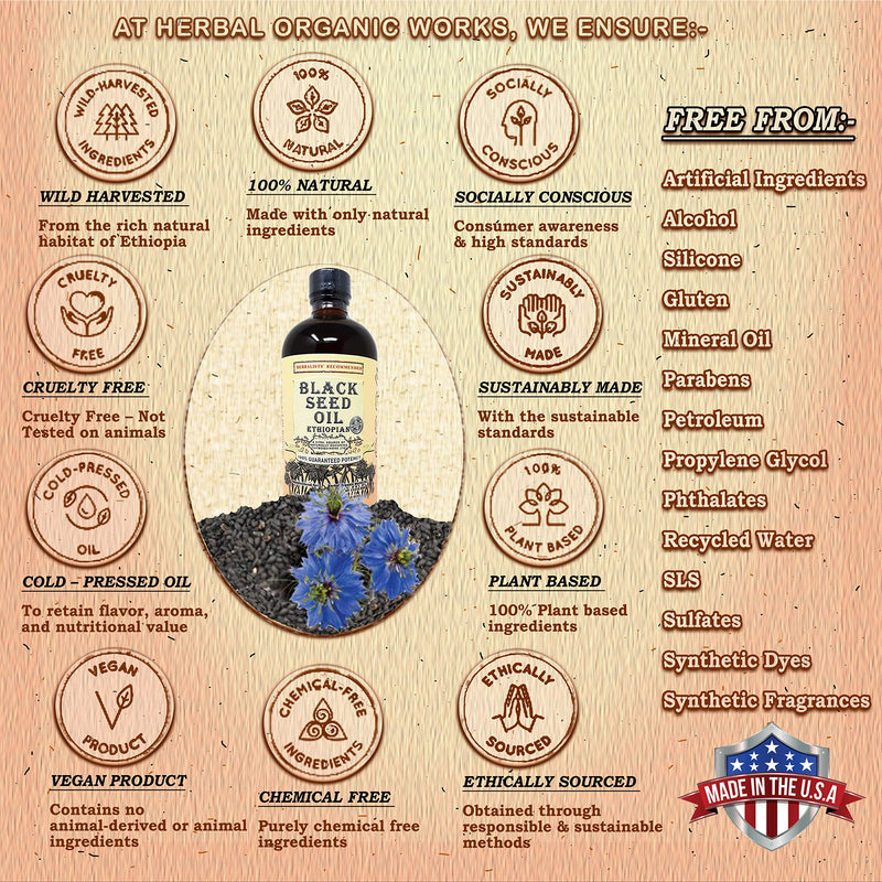 [Australia] - Black Seed Oil 8oz. 100% Ethiopian Pure Black Cumin Seed Oil, 100% Natural Nigella Sativa. 3 Times More Thymoquinone, Cold Pressed in Glass Bottle 8 Fl Oz (Pack of 1) 