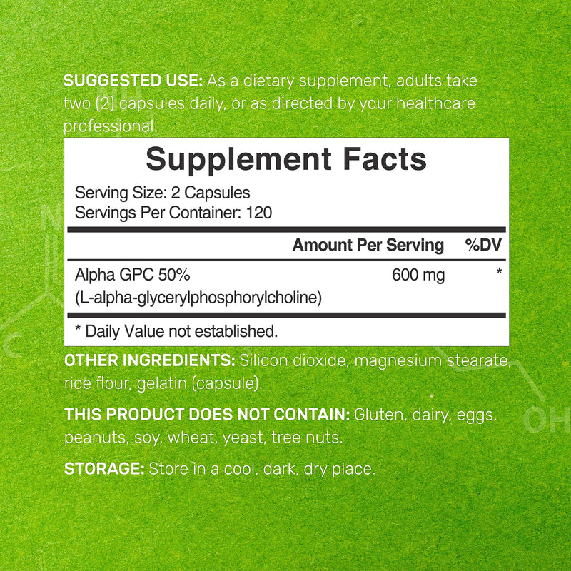 [Australia] - Alpha GPC 600mg Per Serving, 240 Capsules ‚Äì Bioavailable Choline Replenishment ‚ÄìNootropic Brain Health Supplements for Memory and Focus ‚Äì Non-GMO, Gluten Free 