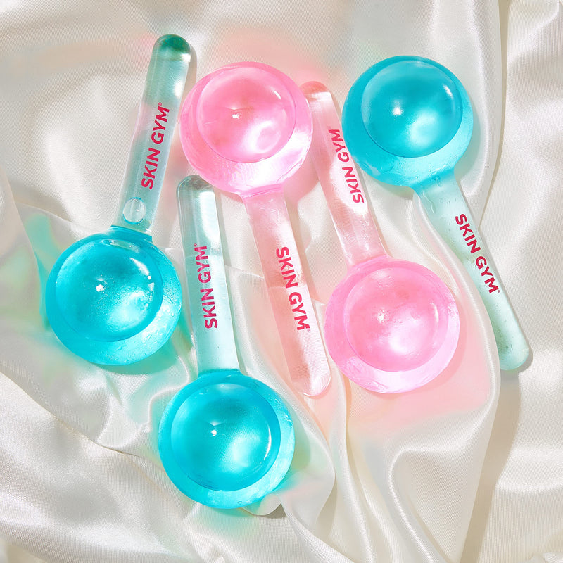 Skin Gym Ice Globe Beauty Balls, Pink Liquid Cryocicles, Cooling Face Roller for Smooth Skin & Enhanced Glow