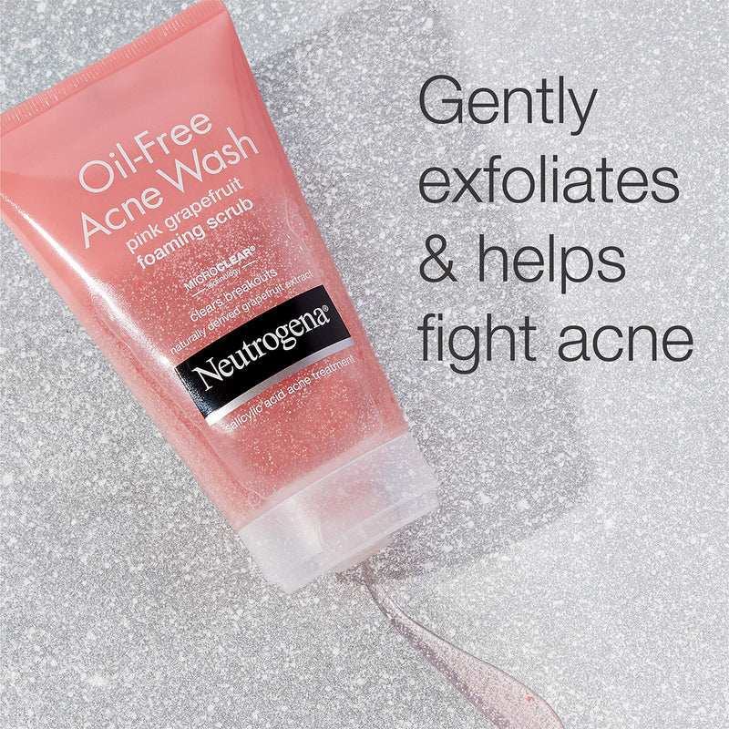 Neutrogena Oil Free Pink Grapefruit Acne Face Wash with Vitamin C, 2% Salicylic Acid Acne Treatment, Gentle Foaming Vitamin C Facial Scrub to Treat & Prevent Breakouts, 6.7 fl. oz 6.7 Fl Oz (Pack of 1)
