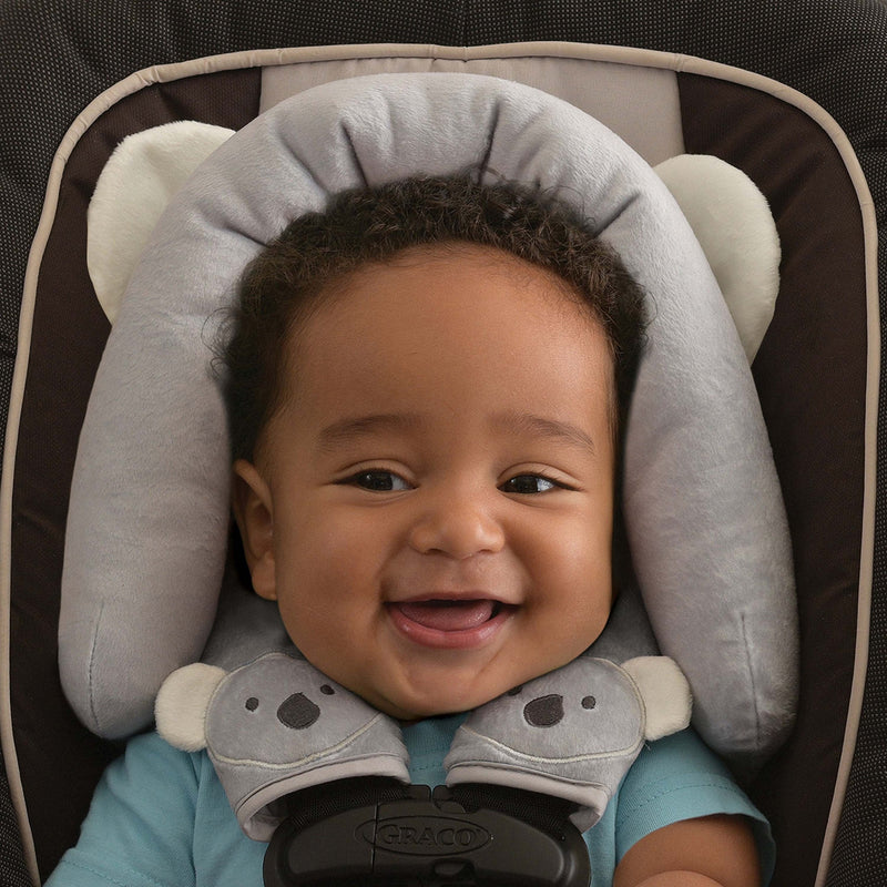 [Australia] - Travel Bug Baby & Toddler 3-Piece Head Support & Strap Covers Set for Car Seats, Strollers & Bouncers … (Koala) Grey/White 