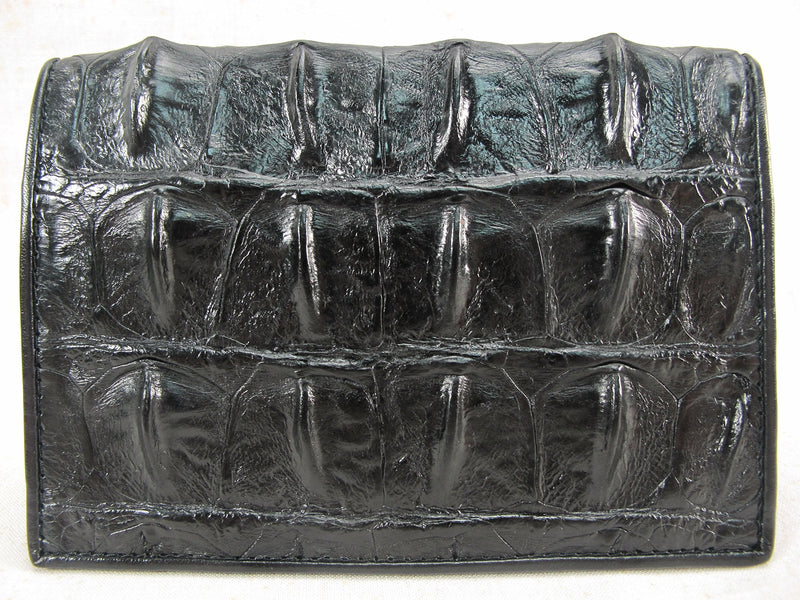Pelgio Genuine Crocodile Alligator Skin Leather Passport Holder Wallet (Black) Black