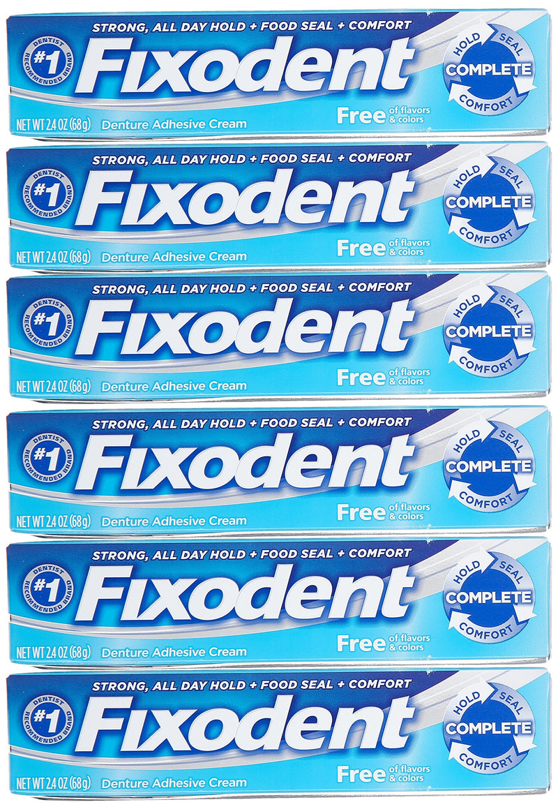 [Australia] - Fixodent Complete Free Denture Adhesive Cream 2.4 Oz (Pack of 6) 2.4 Ounce (Pack of 6) 