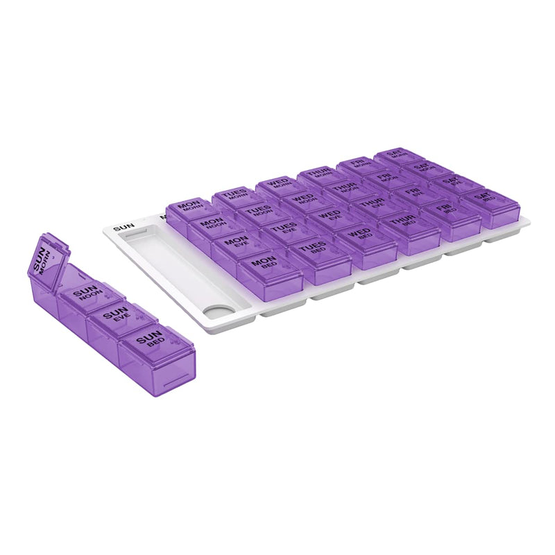 Ezy Dose Pop-Out Daily 7-Day, 4x/Day Pill Organizer, Color May Vary, Medium | Weekly Pill Case, Medicine Planner, Daily Vitamin Organizer, 4 Times a Day, Medtime Planner, BPA Free