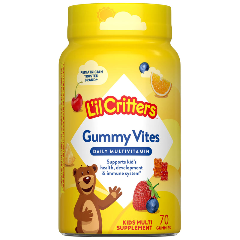 L'il Critters Kids Multivitamin Gummies | 70 Count | with Vitamins A, B, C, D, E | Assorted Fruit Flavors | Gluten-Free Children's Gummy Vites Supplement Naturally Sourced Flavors 70 Count (Pack of 1)