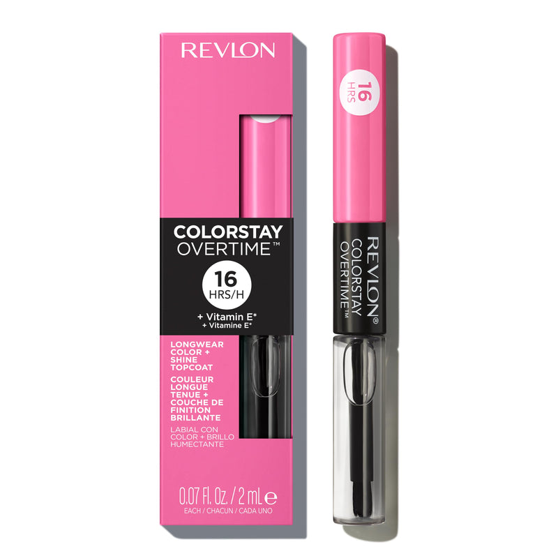 Revlon ColorStay Overtime Lipcolor, 080 Keep Blushing, 0.07 fl oz | Dual-ended liquid lipstick with clear lip gloss. Moisturizing ingredients. Won't smudge, bleed or feather. 0.07 Fl Oz (Pack of 1)