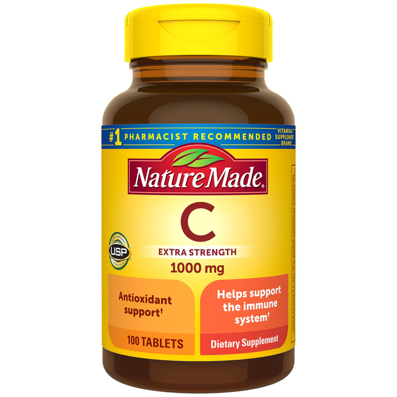 Nature Made Extra Strength Vitamin C 1000 mg Tablets, 100 Count | Adult Vitamin C Tablets for Immune Support and Antioxidant Support, 100 Day Supply 100 Count (Pack of 1)