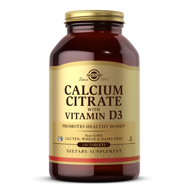 Solgar Calcium Citrate with Vitamin D3, 240 Tablets - 60 Servings | Promotes Healthy Bones & Teeth, Supports Musculoskeletal & Nervous Systems, Non-GMO, Gluten-Free, Dairy Free, Kosher