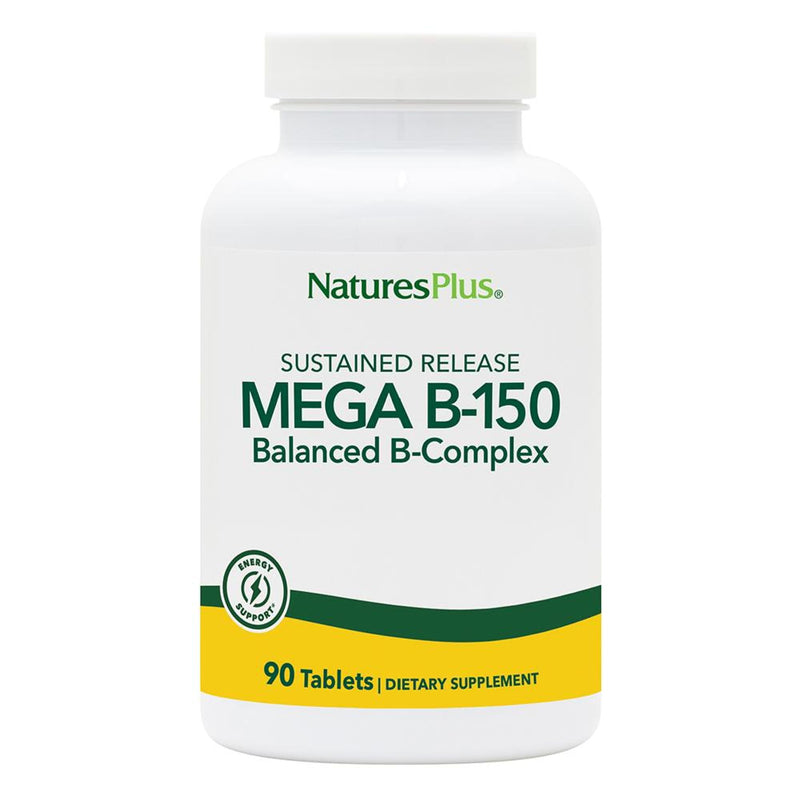 NaturesPlus Mega B-150 Complex - 90 Sustained Release Vegetarian Tablets - Maximum Potency B Complex Vitamin Supplement - Energy & Brain Booster - Gluten Free - 90 Servings 90 Count (Pack of 1)