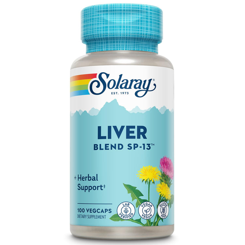 [Australia] - SOLARAY Liver Blend SP-13 - Traditional Herbal Support with Milk Thistle Extract, Dandelion Root, Burdock, Kelp, Peppermint and Trace Minerals - 60-Day Guarantee, 100 Servings, 100 VegCaps 