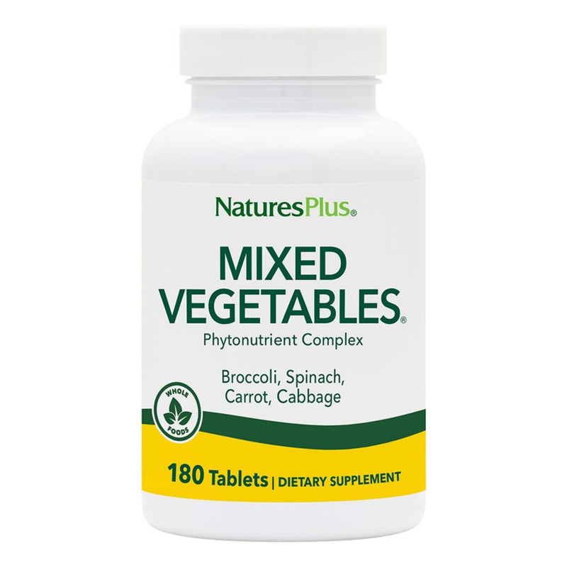 NaturesPlus Mixed Vegetables - 180 Tablets - With Broccoli, Spinach, Carrot & Cabbage - Gluten Free - 60 Servings 180 Count (Pack of 1)