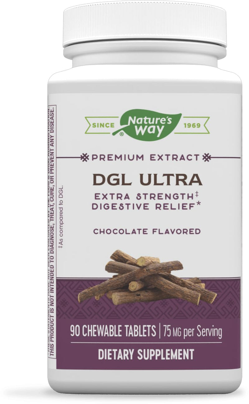 [Australia] - Nature's Way DGL Ultra - Extra Strength** - Premium Licorice Root Extract - Digestive Relief* - With Gutgard ® - Vegan & Gluten Free - 90 Chewable Tablets - Chocolate Flavored 