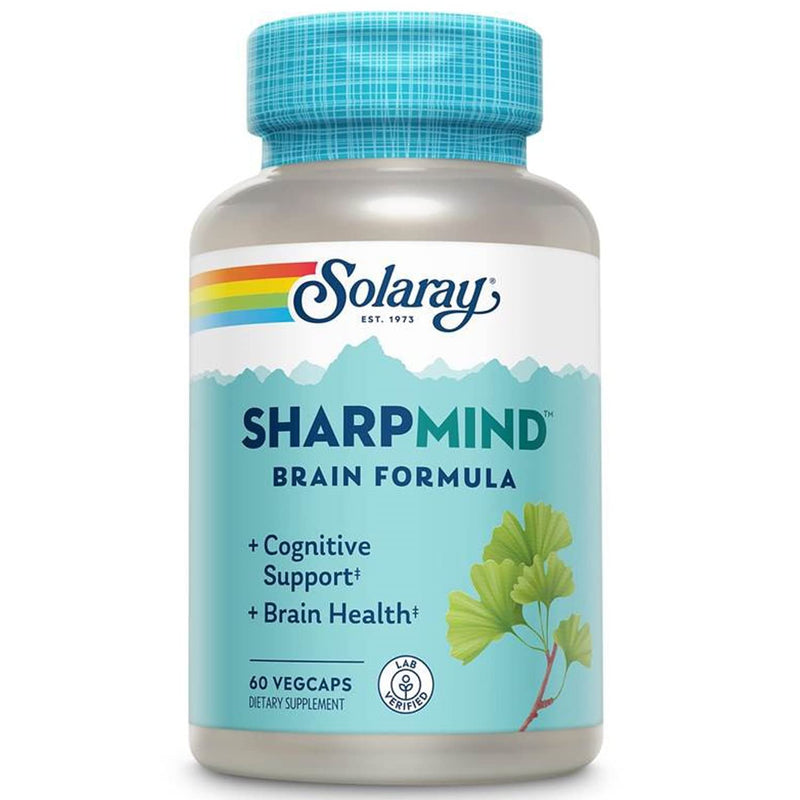 [Australia] - SOLARAY SharpMind, Cognitive Support Formula with Ginkgo Leaf, L-Dopa, Huperzine A & More for Healthy Brain, Mood & Memory Support 60 VegCaps 60 Count (Pack of 1) 