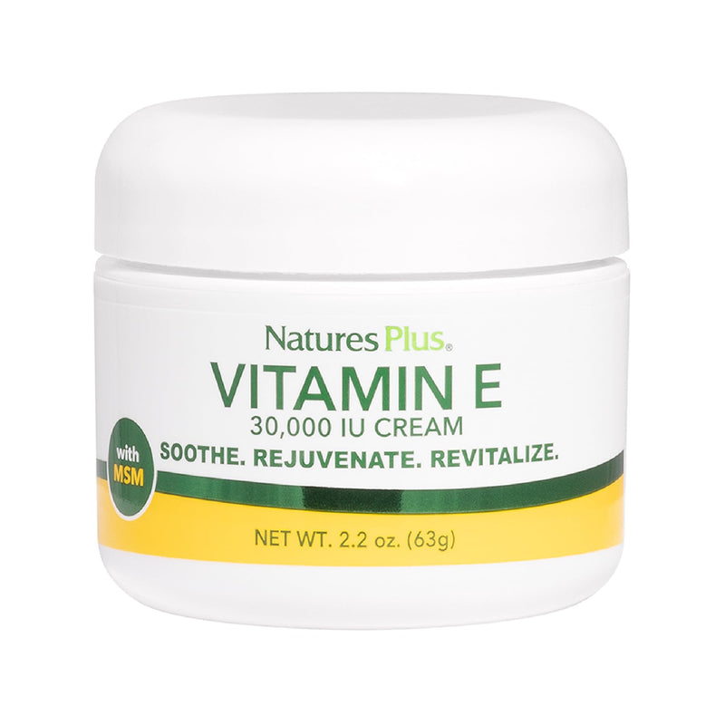 NaturesPlus Vitamin E Cream - 2.2 oz - Face & Body Moisturizer - Helps Relieve Dry Skin & Soothe Minor Irritations - with MSM, Aloe Vera, Glycerin, Vitamins A & D