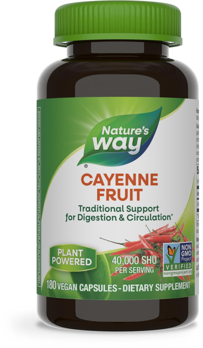 [Australia] - Nature's Way Cayenne Pepper, Traditional Digestion and Circulation Support*, Non-GMO Project Verified, Gluten Free, 180 Vegetarian Capsules (Packaging May Vary) 180 Count (Pack of 1) 