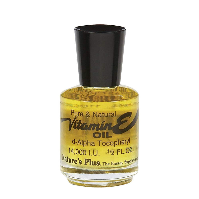 NaturesPlus Liquid Vitamin E Oil 14,000 IU - 0.5 fl oz - Moisturizes Face & Skin, Reduces Brown Spots, Strengthens Nails, Promotes Hair Growth - Vegan