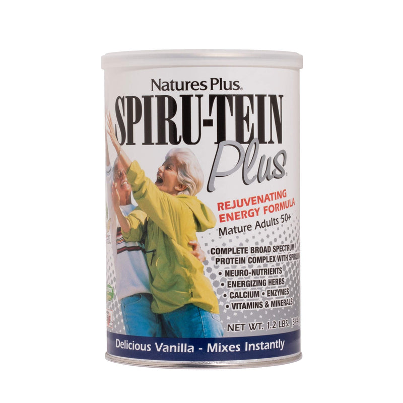 [Australia] - NaturesPlus SPIRU-TEIN Plus Shake for Mature Adults - Vanilla - 1.2 lbs, Protein Powder - Plant Based Meal Replacement, Vitamins & Minerals for Energy - Vegetarian, Gluten-Free - 16 Servings 