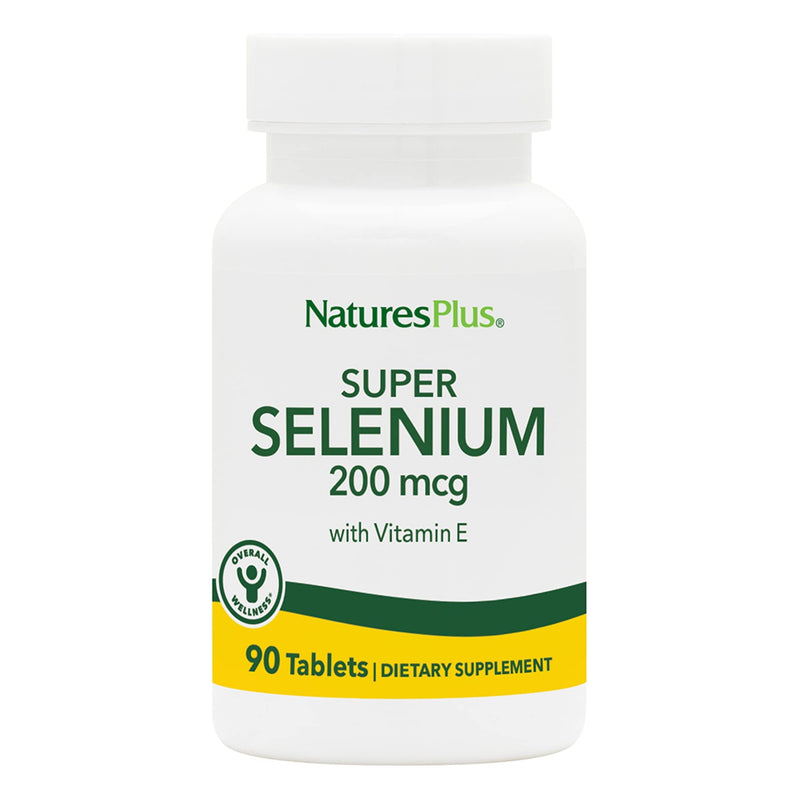NaturesPlus Super Selenium Complex - 200 mcg, 90 Vegetarian Tablets - Essential Mineral Supplement with Vitamin E - Promotes Healthy Thyroid - Antioxidant - Gluten-Free - 90 Servings