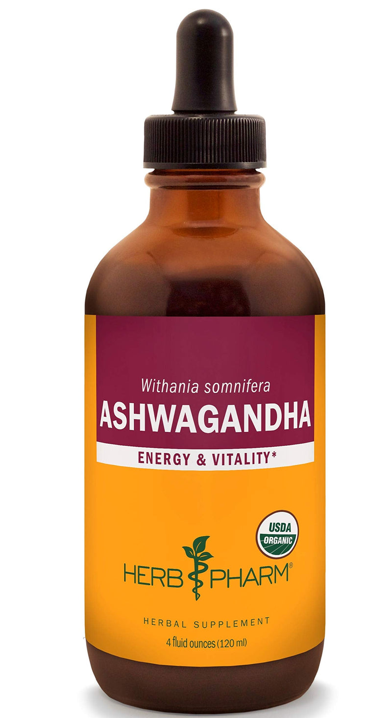 [Australia] - Herb Pharm Certified Organic Ashwagandha Extract for Energy and Vitality, Organic Cane Alcohol, 4 Ounce 4 Fl Oz (Pack of 1) 