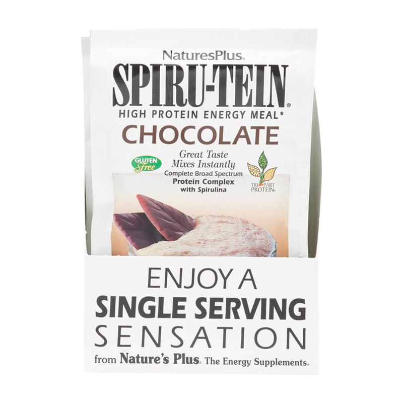 NaturesPlus SPIRU-TEIN, Chocolate - 8 Total Packets - Plant-Based Protein Shake - Non-GMO, Vegetarian, Gluten Free - 8 Total Servings
