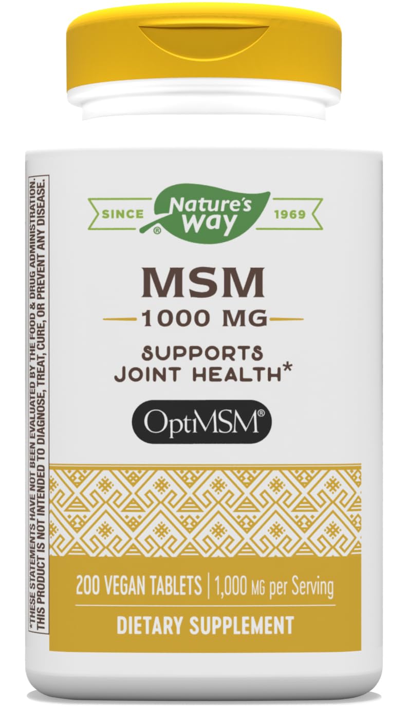 [Australia] - Nature's Way MSM 1000 mg - Joint Health Supplement* - With Methylsulfonylmethane - Gluten-Free & Vegan - 200 Tablets 200 Count (Pack of 1) 