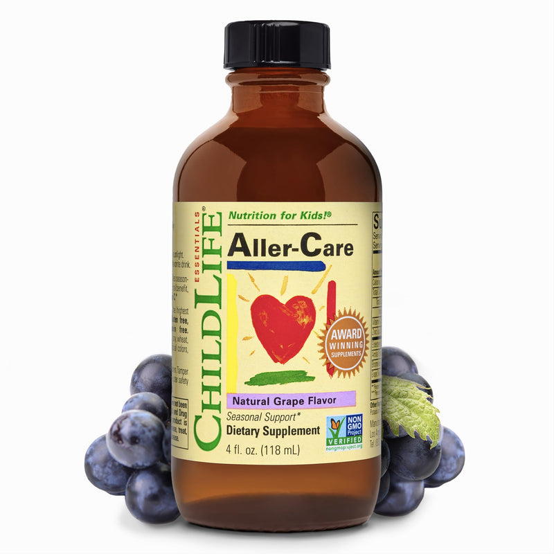 CHILDLIFE ESSENTIALS Aller-Care Natural Liquid Relief for Kids, 4 Fl Oz | Seasonal Support Syrup, Elderberry, Zinc, Bromelain, Vitamin C, Immune Support Formula, Toddlers, Kids, Natural Liquid